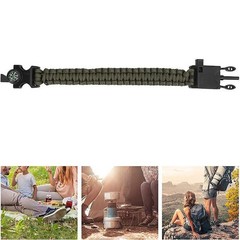 5 in 1 Survival Wristband Paracord Compass Whistle Fire Starter Scraper Tool Set