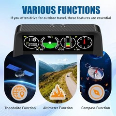 Car Inclinometer for Off-Road, GPS Speedometer MPH KMH with Compass, X60 Pro