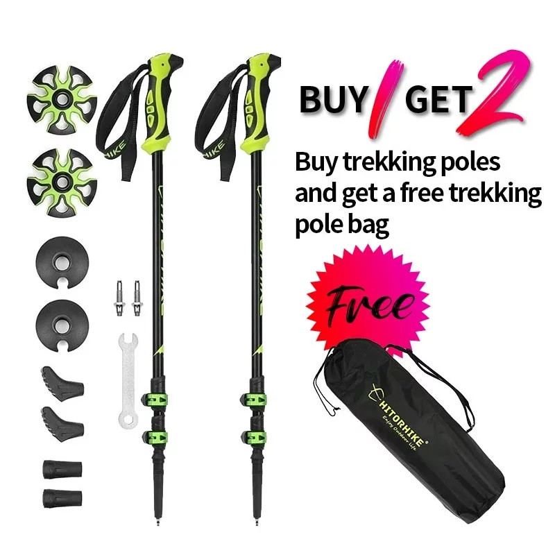 Premium Nordic Walking Poles: Telescopic Alpenstock – Lightweight , Comfort Grip