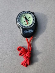 Coleman Compass with LED Light, Red Lanyard, Hiking, Camping EUC Free Shipping