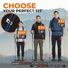 Trek-Z Collapsible Hiking & 100–120 cm (for Height: 4’11” to 5’10”) EVA Blue