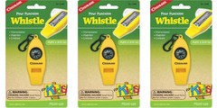 Coghlan’s Four Function Whistle for Kids – Yellow (3-Pack)