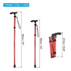 Trekking Poles, Collapsible Hiking Pole 33-37 Inch Folding Aluminum Alloy Red