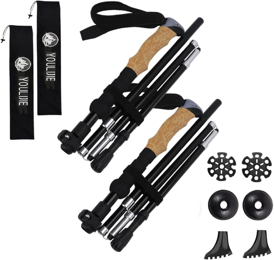 5-Section Collapsible Hiking Poles, Foldable Trekking Poles Adjustable to 14In –