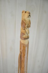 Bear Carved Hardwood Walking Stick, Hand Carved Staff, Made in the USA, Custom