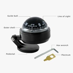 Adjustable Compass For Car Dashboard Self Adhesive Auto Dashboard Compass Ball