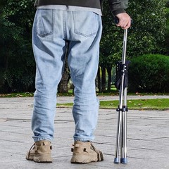 Foldable Walking Cane with Chair 2‑in‑1 Walking Stick for Elderly Unisex Black