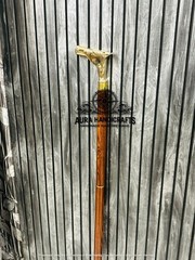 AURA Nautical 37″ Wooden Walking Stick Cane W/Brass Horse Head Handle Easter