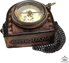 I Will Guide You Engraved Compass with Authentic Leather Case Brass Compass Dire