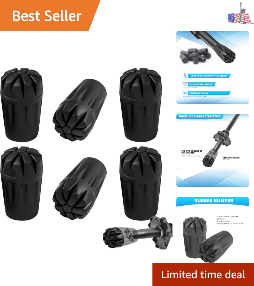 6 Pack Rubber Replacement Tips for Trekking Poles – Versatile Hiking Accessory