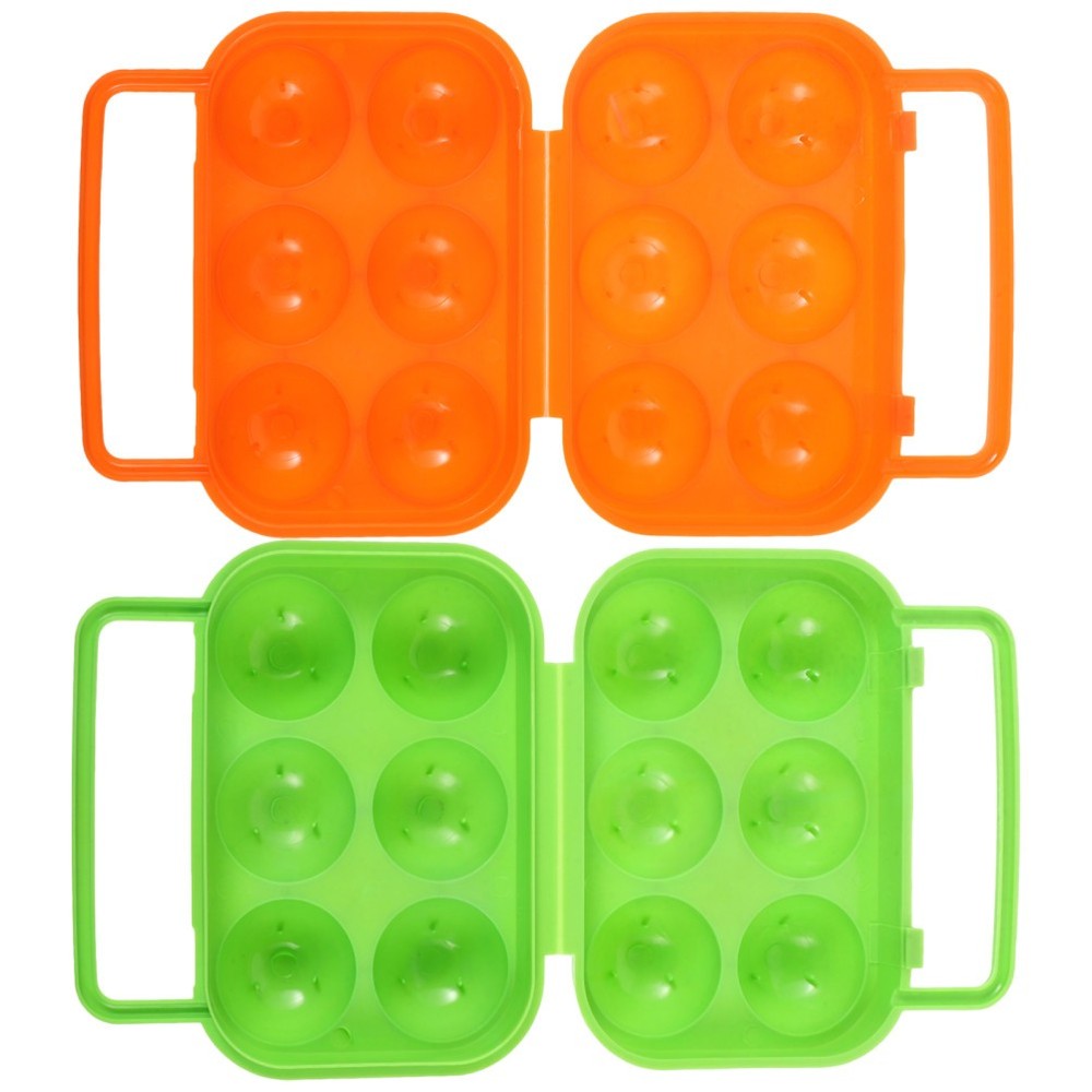 2Pcs Compact Portable Egg Storage Box Plastic Case for Travel Picnic
