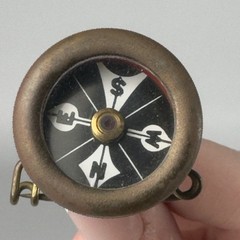 Vintage Compass Marbles Gladstone Brass Small Pin On Hunting Coat Lapel USA