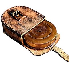 2.5″ Robert Frost Poem Compass with Handmade Leather Carry Case Free Rustic V…