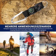 2 Pack Compass Keychain with Thermometer, Multifunctional Outdoor N…