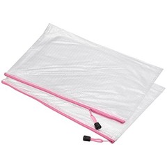 Pink A3 Size Plastic Zipper Bags – Mesh File Pouch – A3 Size