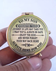 Shiny Brass Compass With Leather Case Gift To My Son Nautical Gift For Son From