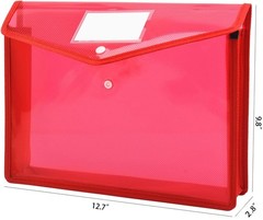 Expanding File Folder Document Organizer with Snap Button, Waterproof Colorful