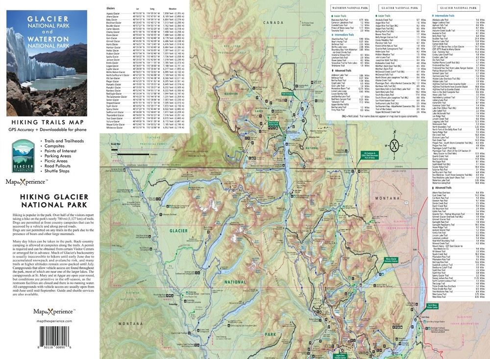 Glacier National Park GPS Hiking Trail Maps