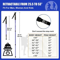2x Trekking Poles Nordic Walking Hiking Sticks Trekking Po Adjustable Alpenstock