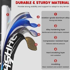 Lightweight Aluminum Collapsible Trekking Poles 2Ps for Hiking