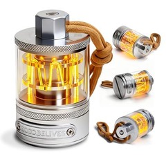 Vintage Aluminum Camping Lantern Light – Dimmable Warm Glow Lamp, Nature