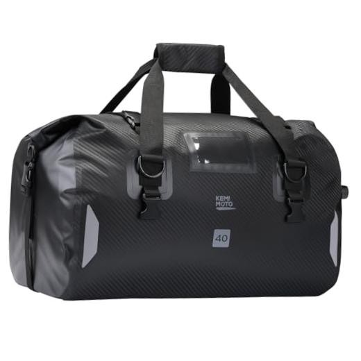 Waterproof Motorcycle Dry Bag – Duffle Tail Bag Soft Luggage, 40L Black
