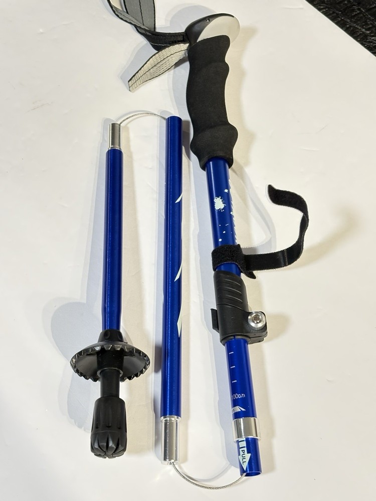 COVACURE Collapsible Trekking Pole Hiking Walking Stick Adjustable Blue