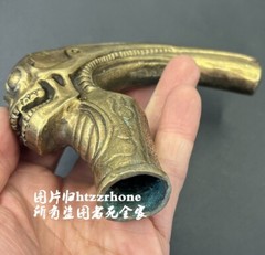 Brass Skull Head Walking Stick Cane Handle Top Topper Hand Grip Holder Decor