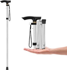 Aluminum Alloy Walking Sticks & Foldable Anti-Slip Hiking Stick – Length Adju…