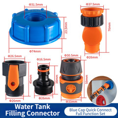 RV Water Tank Connector Quick Connect Fitting Blue Cap for Smooth Fill