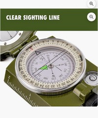 Trail Military Style Green Compass with Durable Metal Body for Nighttime Use.