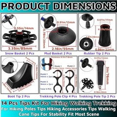 14Pcs Walking Stick Tips Rubber Tips for Canes Trekking Pole Tips Replacement