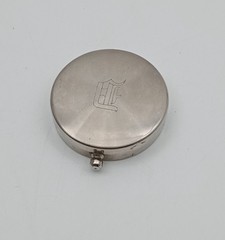 Vintage Japanese Pocket Compass Silver Tone Gothic E Monogram Lid