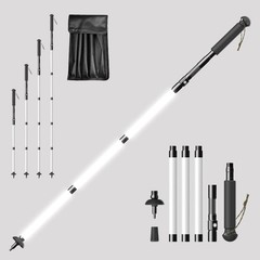Aluminum Alloy Foldable Portable Charging Illuminated Hiking Pole With Built-in