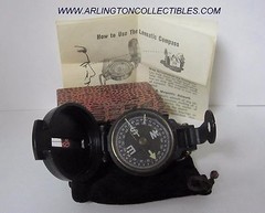 Vintage LENSATIC Black Plastic Engineer Compass w/ Brass Ring in Origianl Box
