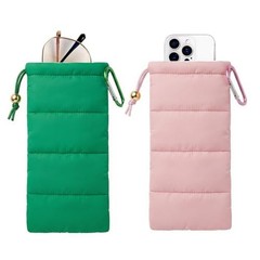2 Pack GlassesBag Phone Case with Carabiner, Soft Protective Phone Green+Pink