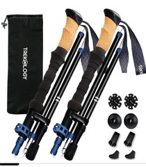 Trek-Z Cork Grip Trekking Poles – Lightweight Folding Hiking Poles, Adjustable H