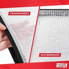 -USA – Mesh Zipper Pouch Document Bag – A4 Letter Size Pack – Clear 50 Black
