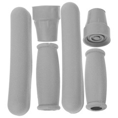 1 Set Durable Walking Crutch Pad Grey Tpr Non Slip Replacement Hand Grip Kit