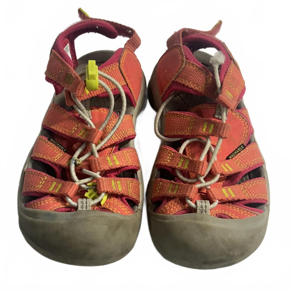 Keen Newport H2 Hiking Sandals Kids US 10 Coral Orange Pink Outdoor Water Cap