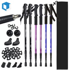 Pair of Hiking Trekking Poles Walking Sticks Alpenstock Telescopic Anti-Shock