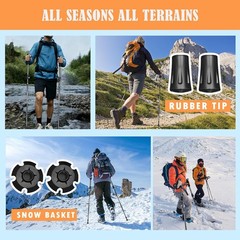 Lightweight Aluminum Alloy Collapsible Trekking Poles 2 Pack