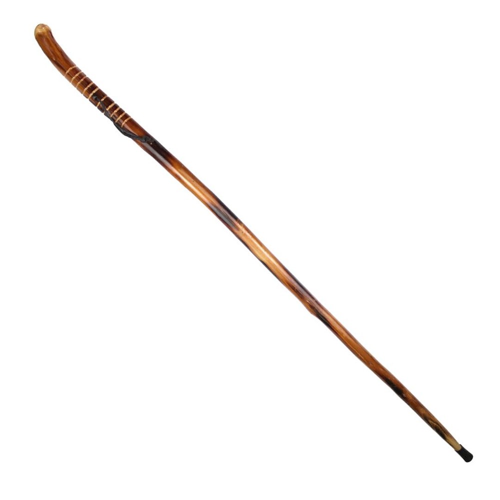 Natural Wood Walking Stick Root Head Carved Grip Steel Spike 1 Pc