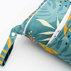 Wet Dry Bag Waterproof Reusable Wet Bag for Swimsuit, Travel, Beach, green leaf