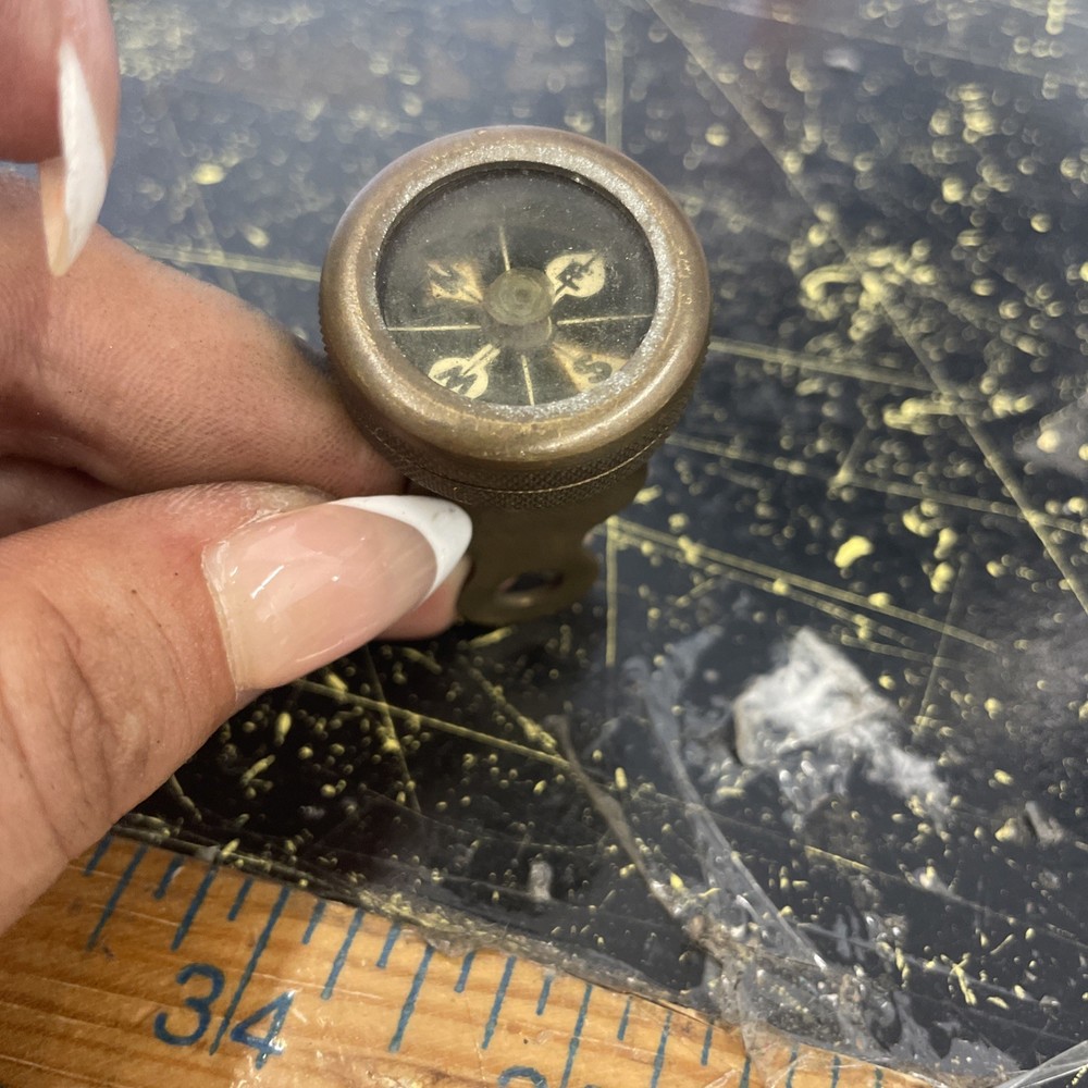Vintage 1940/50’s Marbles Brass Pin-on Compass Gladstone Mich U S A – WORKS