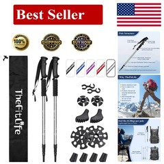 Compact Telescopic Trekking Poles – 2 Sticks with Quick Lock System & Carry Bag