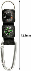 Black Carabiner Key Chain Compass Thermometer Metal Camping Outdoor Gadgets Hiki