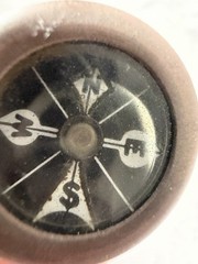 Vintage Marbles Gladstone Mich. Black Face Brass Pin Compass 🧭
