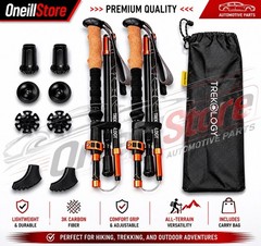 2 Pairs Trekology Trek-Z 3K Carbon Fiber Hiking Trekking Poles Walking Stick Set