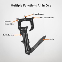 PELZ Mini Pocket Knife Tool SILVER – Compact Stainless Steel Keychain Mult